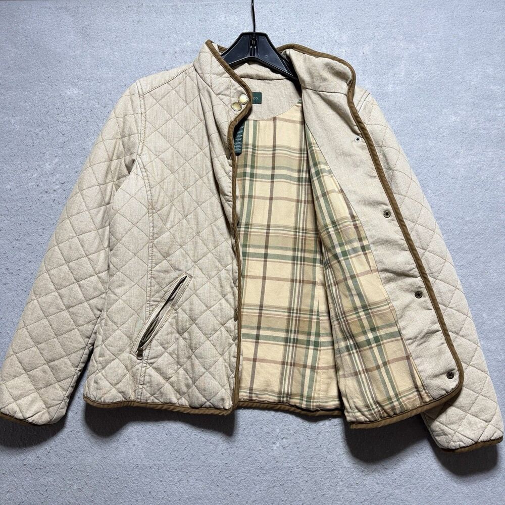 Lauren Ralph Lauren Jeans Co. Quilted Snap Front Jacket Plaid Lined Women Medium